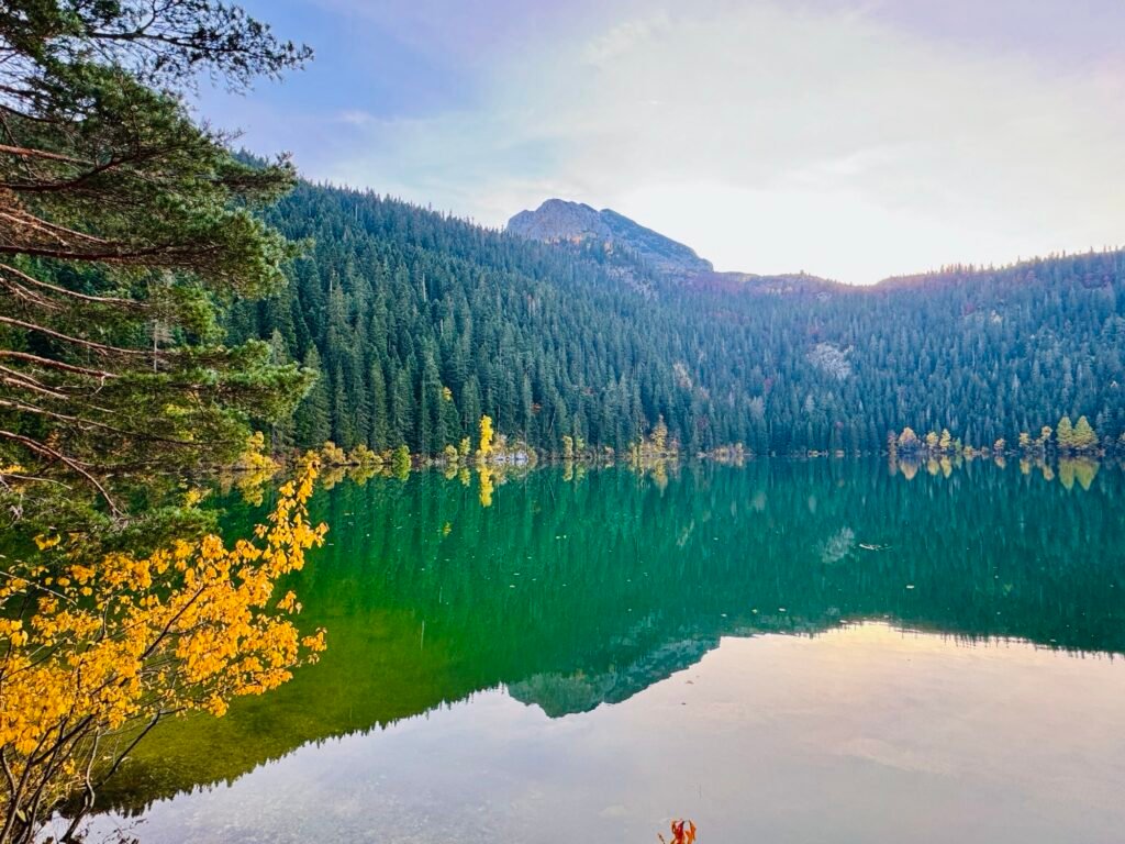 Breathtaking Black Lake at Sunset in Montenegro