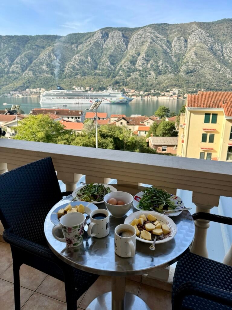 Cozy Breakfast with Bay Views at Our Dobrota Apartment