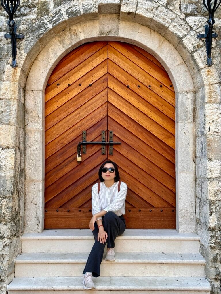 Beautiful Wooden Door at Budva Citadel: A Photogenic Spot