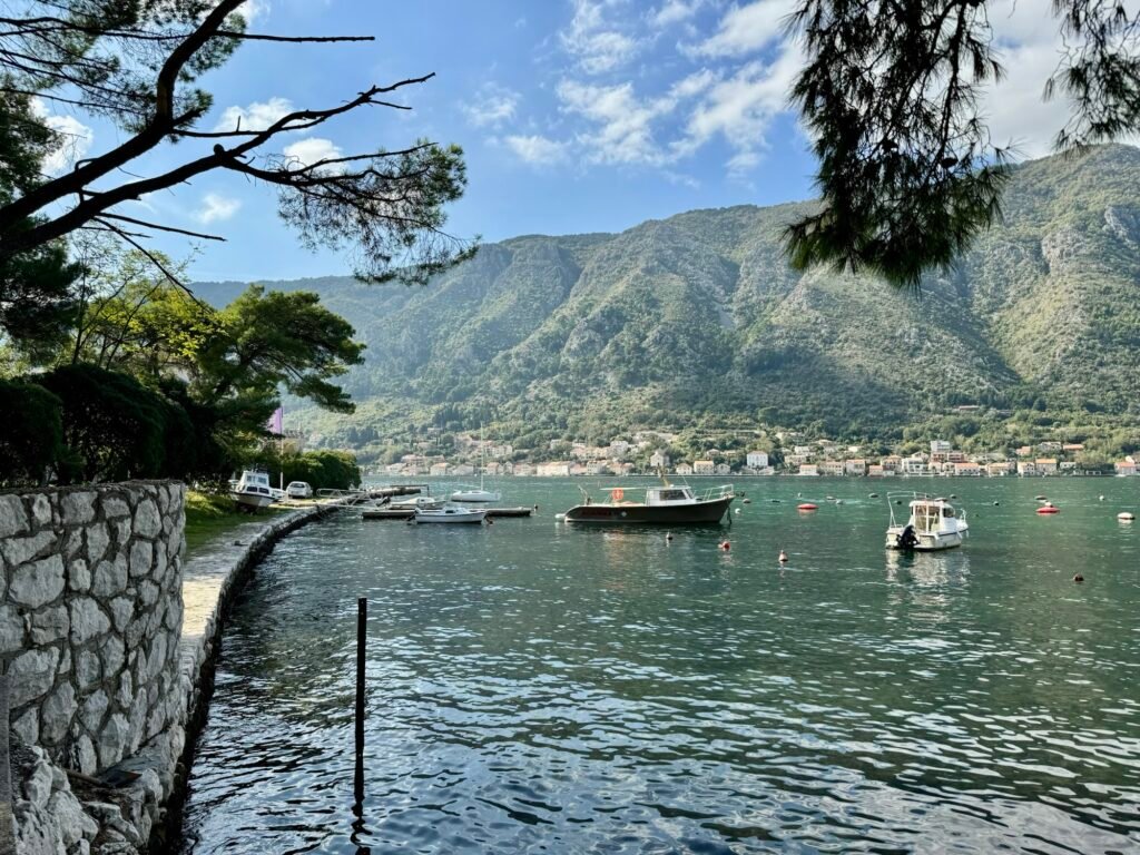 Relaxing by Dobrota’s Waterfront with Bay Views