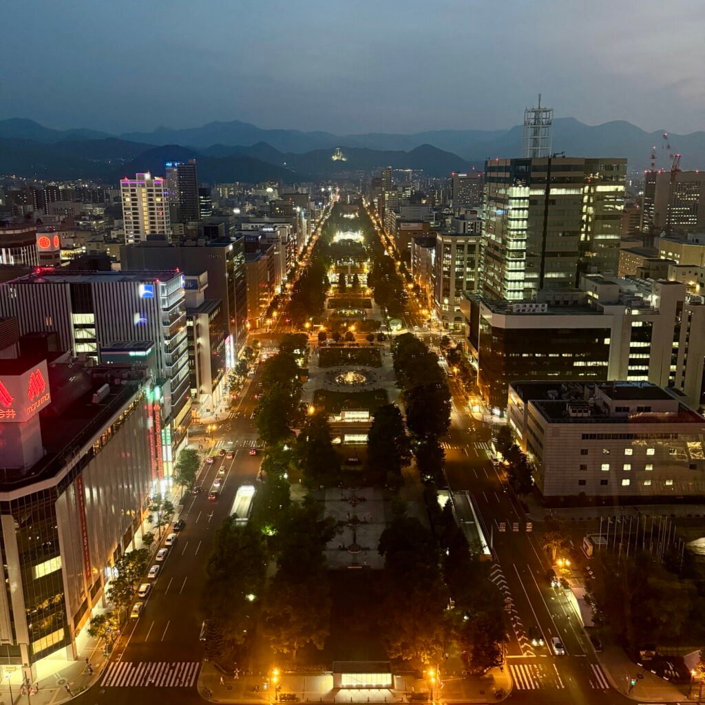 Odori Park night view from Sapporo TV Tower