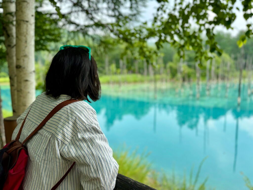 Soaking in the beauty of Shirogane Blue Pond