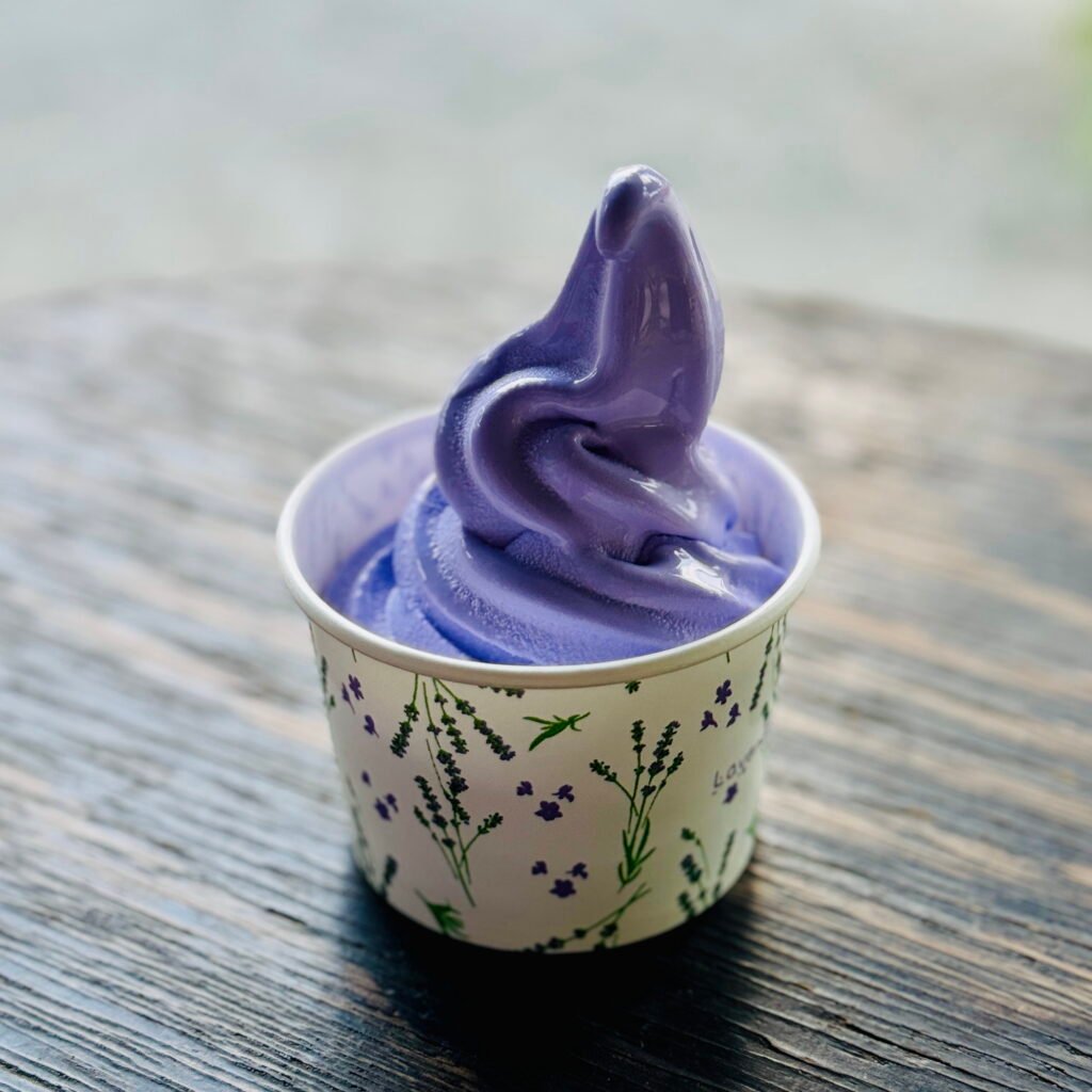 Lavender soft-serve ice cream from Farm Tomita