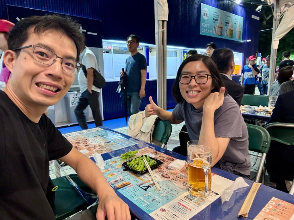 Enjoying beer at Sapporo Beer Festival