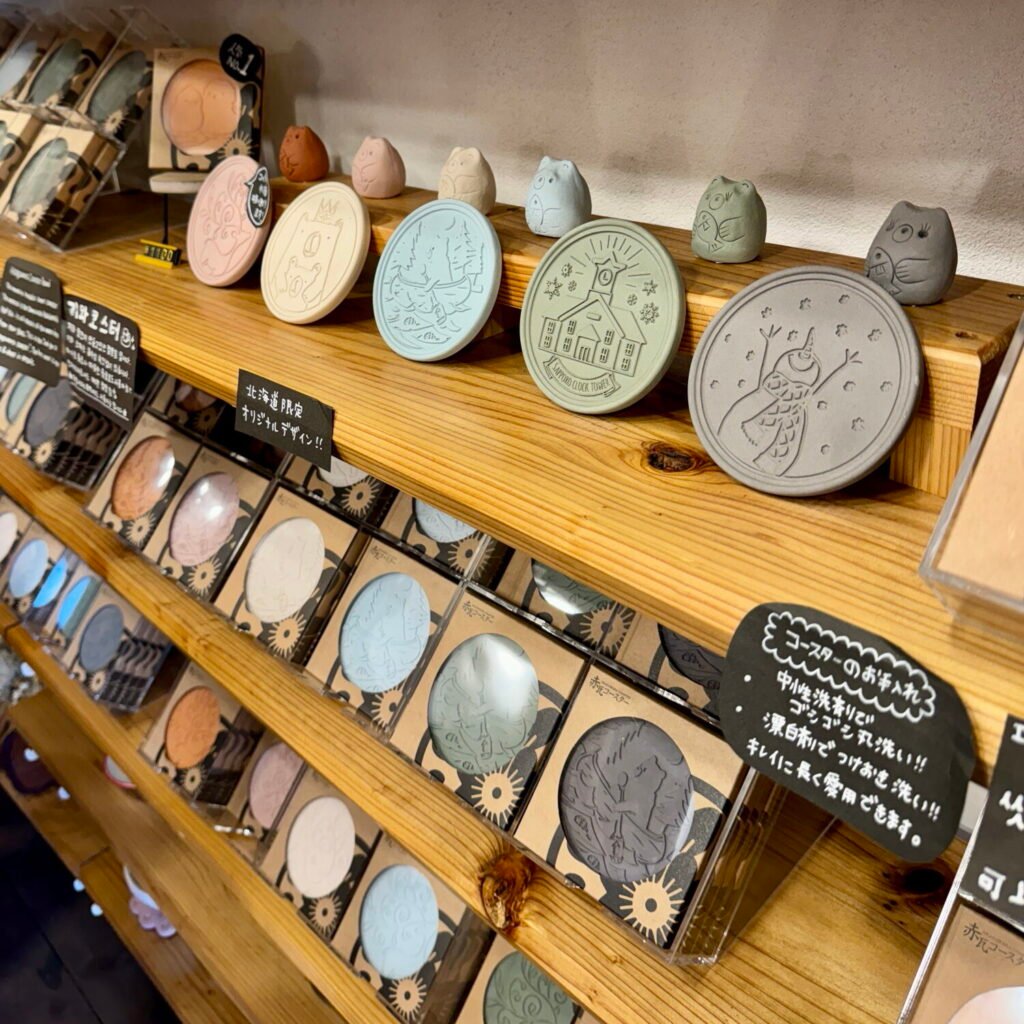 Shops selling beautiful ceramic coasters on Sakaimachi Street, Otaru